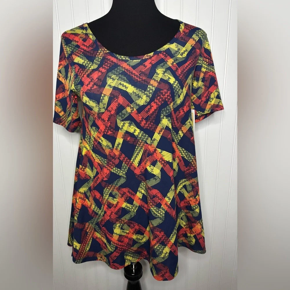 LuLaRoe Perfect T Tee Women’s Geometric Print Tunic Short Sleeve Size XXS Navy - Picture 3 of 16